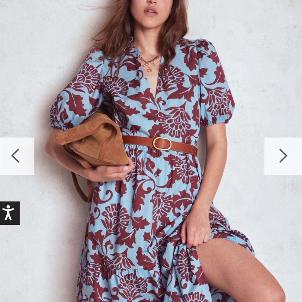 Boden Blue and Burgundy Floral Maxi Dress - Picture 2 of 7
